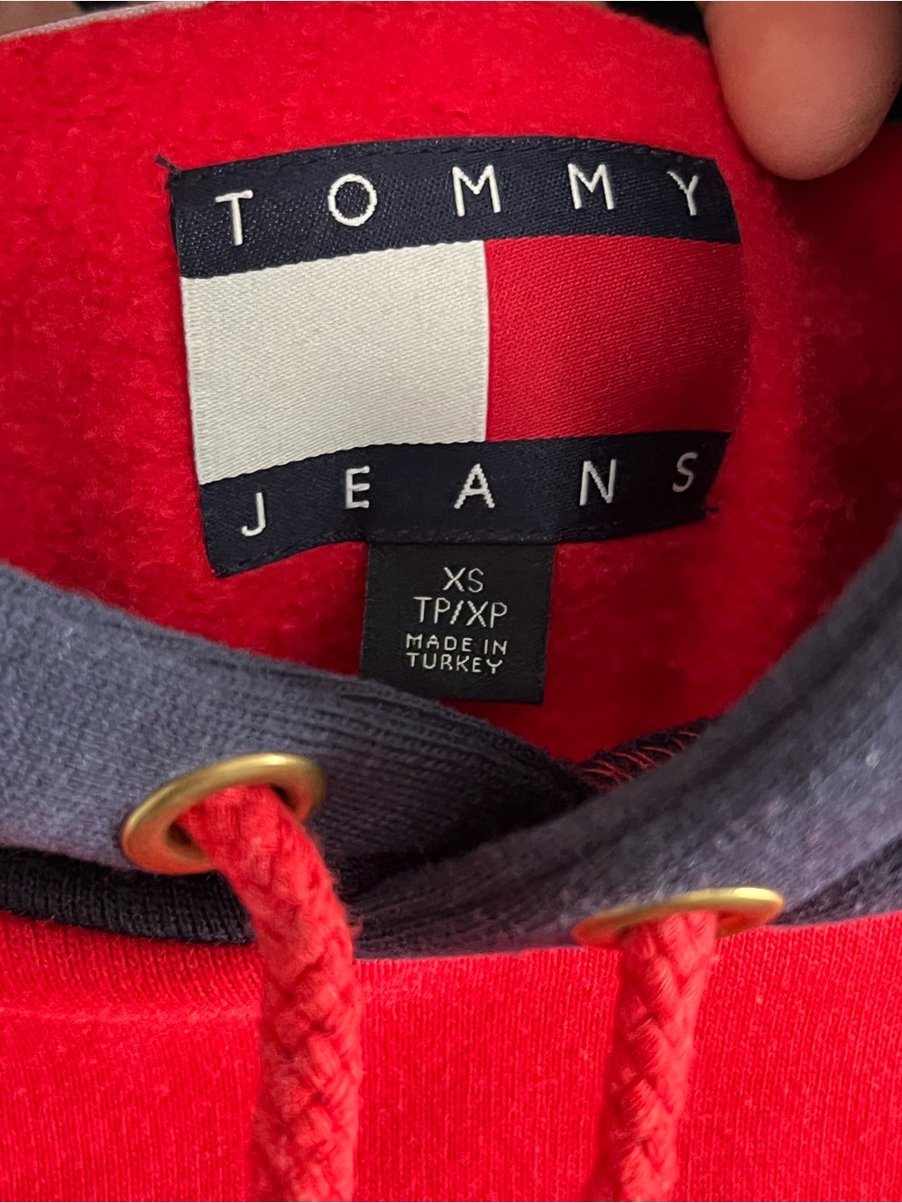 Tommy Hilfiger Red and Navy Crewneck Sweater Hoodie